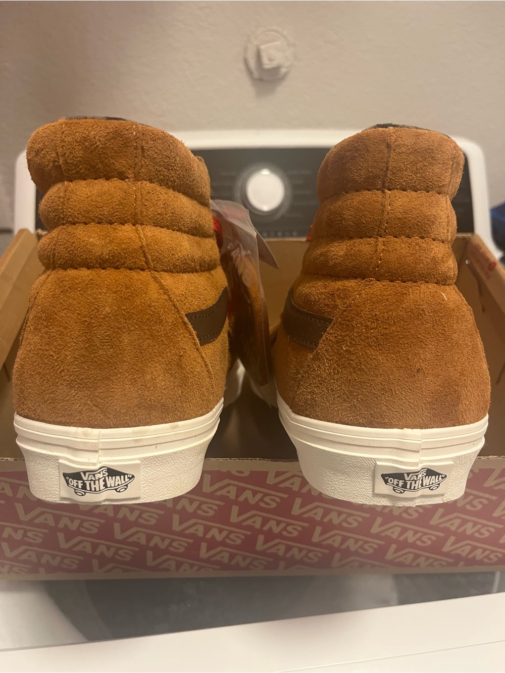 Vans Brown Suede High-Top Sneakers with Red Laces - Picture 3 of 5